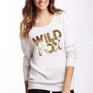 Wildfox Logo Gold Sequin Grey Sweater